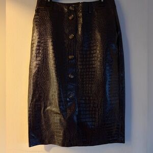 Rachel Comey Black Croc-Embossed Pencil Skirt